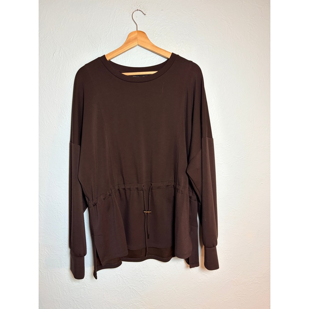 Simply Vera Wang Top XXL Brown Drawstring Waist Long Sleeve Minimalist Classic